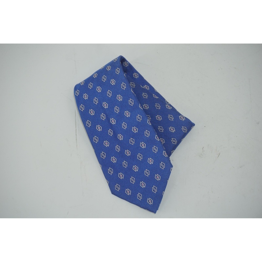 Polo By Ralph Lauren Tie Mens One Size Blue Geometric Woven Made In Italy